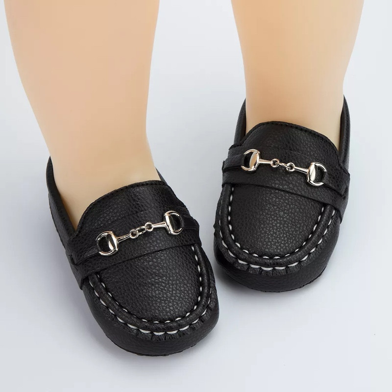 First walker Pu leather dress baby boy Soft sole infant Moccasins baby loafers shoes Black